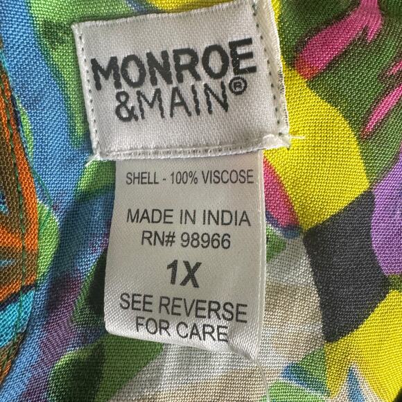 Monroe and Main Tropical Leaf Print Fit and Flare Midi Sundress Size 1X NWT - Picture 11 of 13